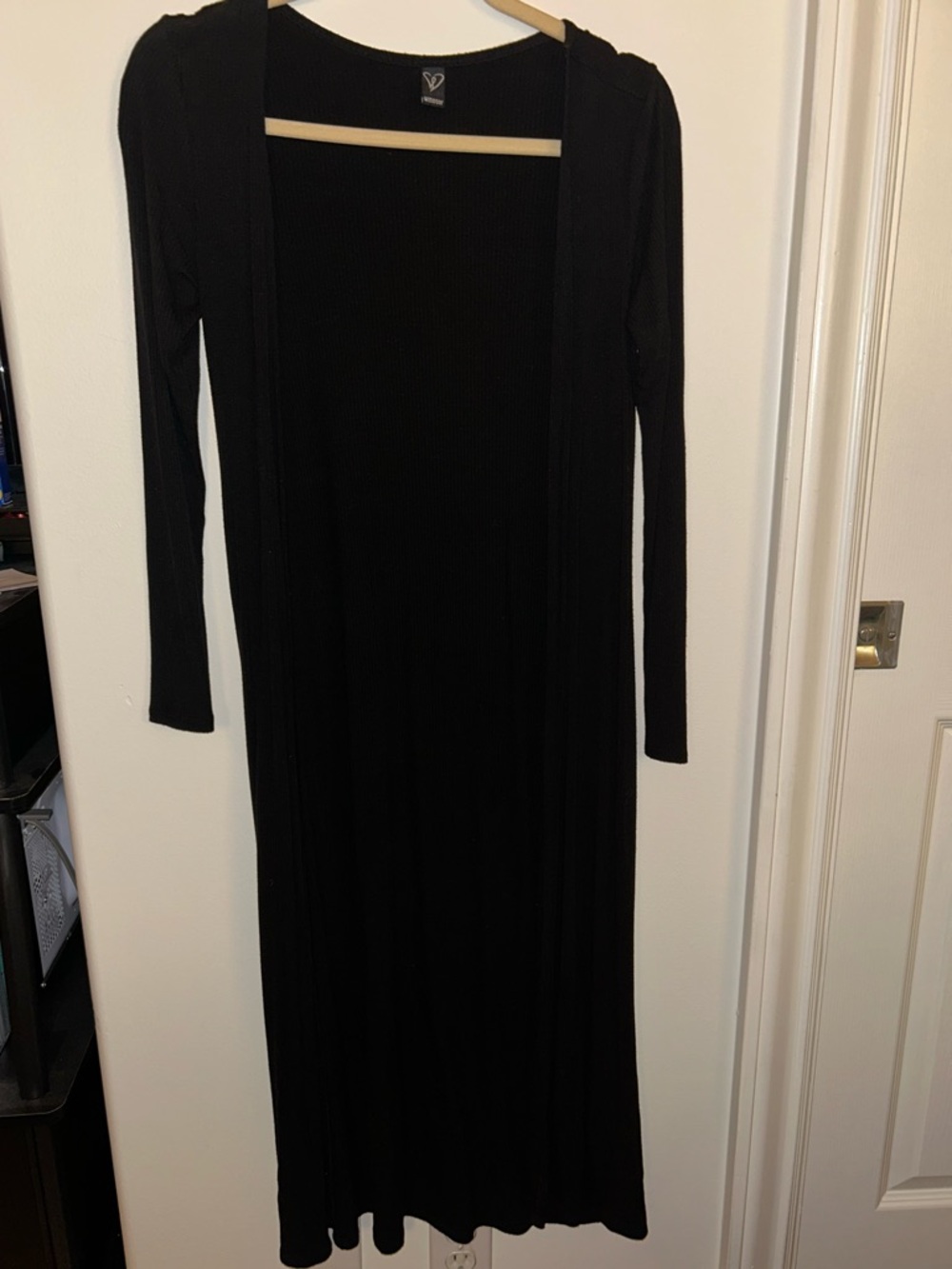 Windsor Long Black Open-Front Women's Cardigan